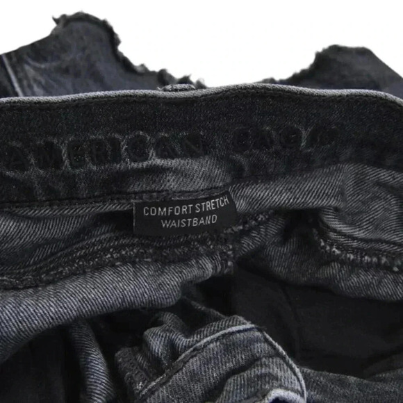 American Eagle Highest Rise '90s Boyfriend Jean Shorts Black Denim Distressed  4 - Picture 6 of 11